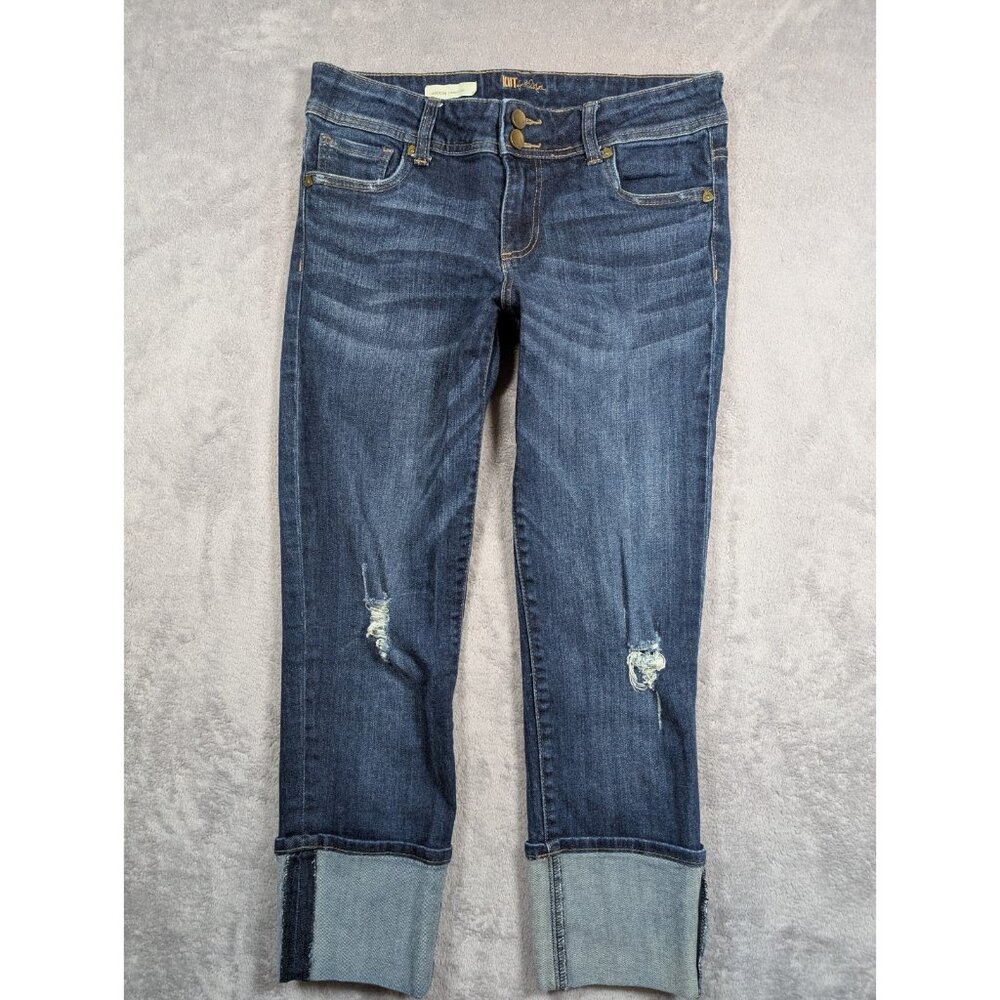Kut From The Kloth Cameron Straight Leg Ankle Jeans Womens Size 6 Distressed